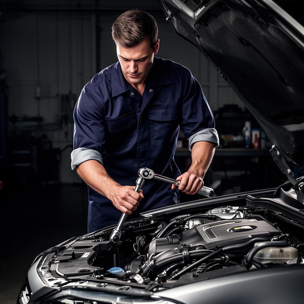 Specialist mechanic working on a Hyundai engine